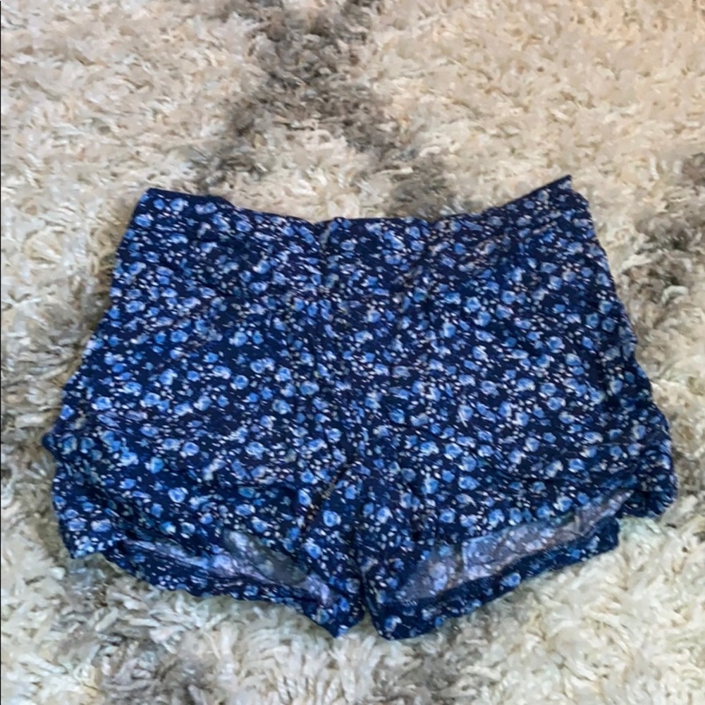 Girls Blue and White Floral Shorts